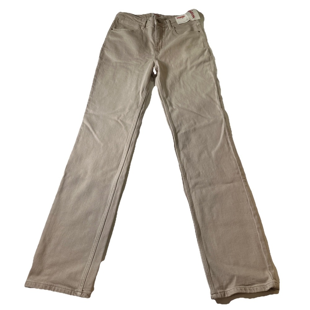 New Wrangler Womens Tan High-Rise Straight Leg Jeans Size 4/27